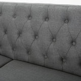 Christopher Knight Home® - Noble House - Bernice Petite Mid Century Modern Tufted Dark Grey Fabric Sofa