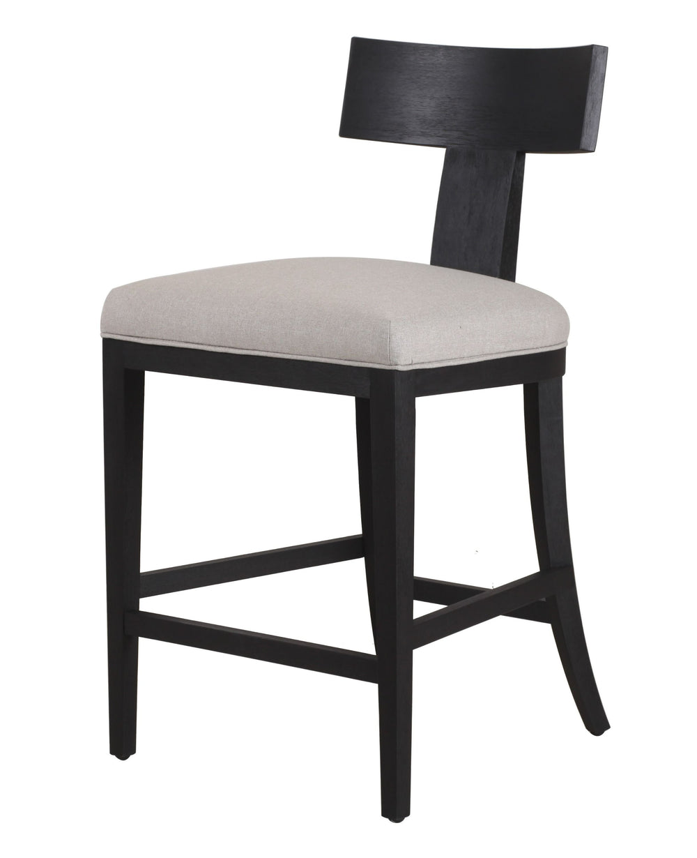 VIG Furniture Modrest Fabien - Mid-Century Modern Beige Linen + Black Walnut Counter Chair VGRH-RHS-CZHT01-BLK