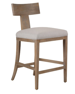 VIG Furniture Fabien Mid-Century Counter Chair In Beige Linen With Rubberwood Frame, Foam Seat & Distressed Finish VGRH-RHS-CZHT01-NTL