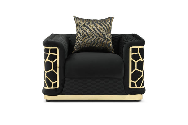 English Elm Talia Art Deco Accent Chair Hardwood Frame Structured Back Geometric Living Room Black B078P301561