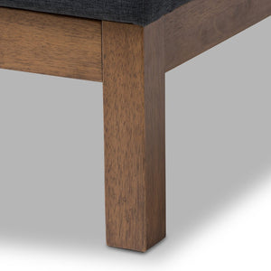 Baxton Studio Baxton Louvain Twin Platform Bed – Modern Dark Grey Upholstered Frame with Chic Walnut Accents BBT6696-Dark Grey-Twin
