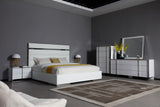 VIG Furniture Modrest Cartier - Modern White Vegan Leather + Stainless Steel Bed VGVC-BDA002-BED-WHT