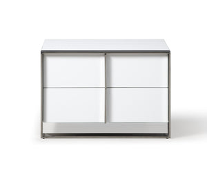 VIG Furniture Modrest Cartier - Modern White + Stainless Steel Nightstand VGVC-NA002-WHT