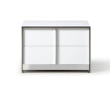 Modrest Cartier - Modern White + Stainless Steel Nightstand