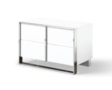 VIG Furniture Modrest Cartier - Modern White + Stainless Steel Nightstand VGVC-NA002-WHT