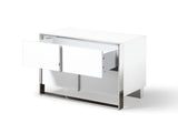 VIG Furniture Modrest Cartier - Modern White + Stainless Steel Nightstand VGVC-NA002-WHT