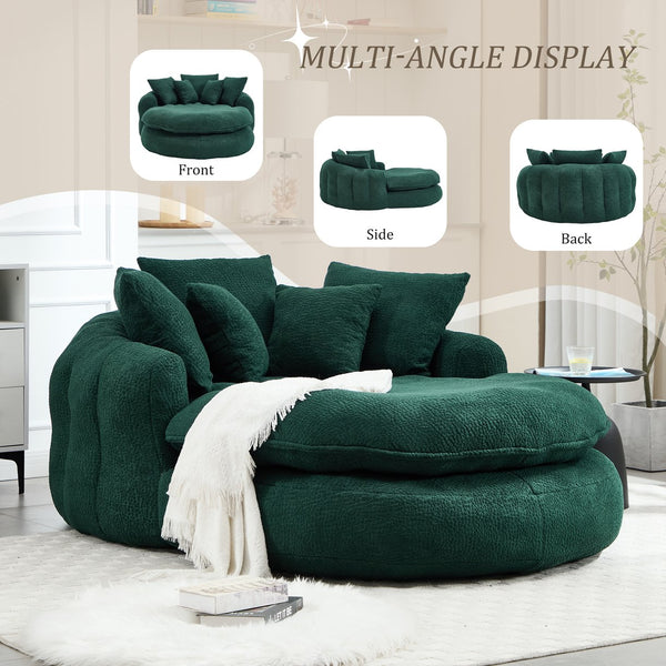 English Elm Oversized Memory Foam Chenille Bean Bag Sofa with Wrap-Around Backrest and Lumbar Support for Adults Emerald W395P359413