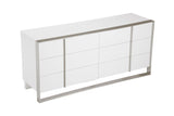 VIG Furniture Modrest Cartier - Modern White + Stainless Steel Dresser VGVC-J-A002-D-WHT