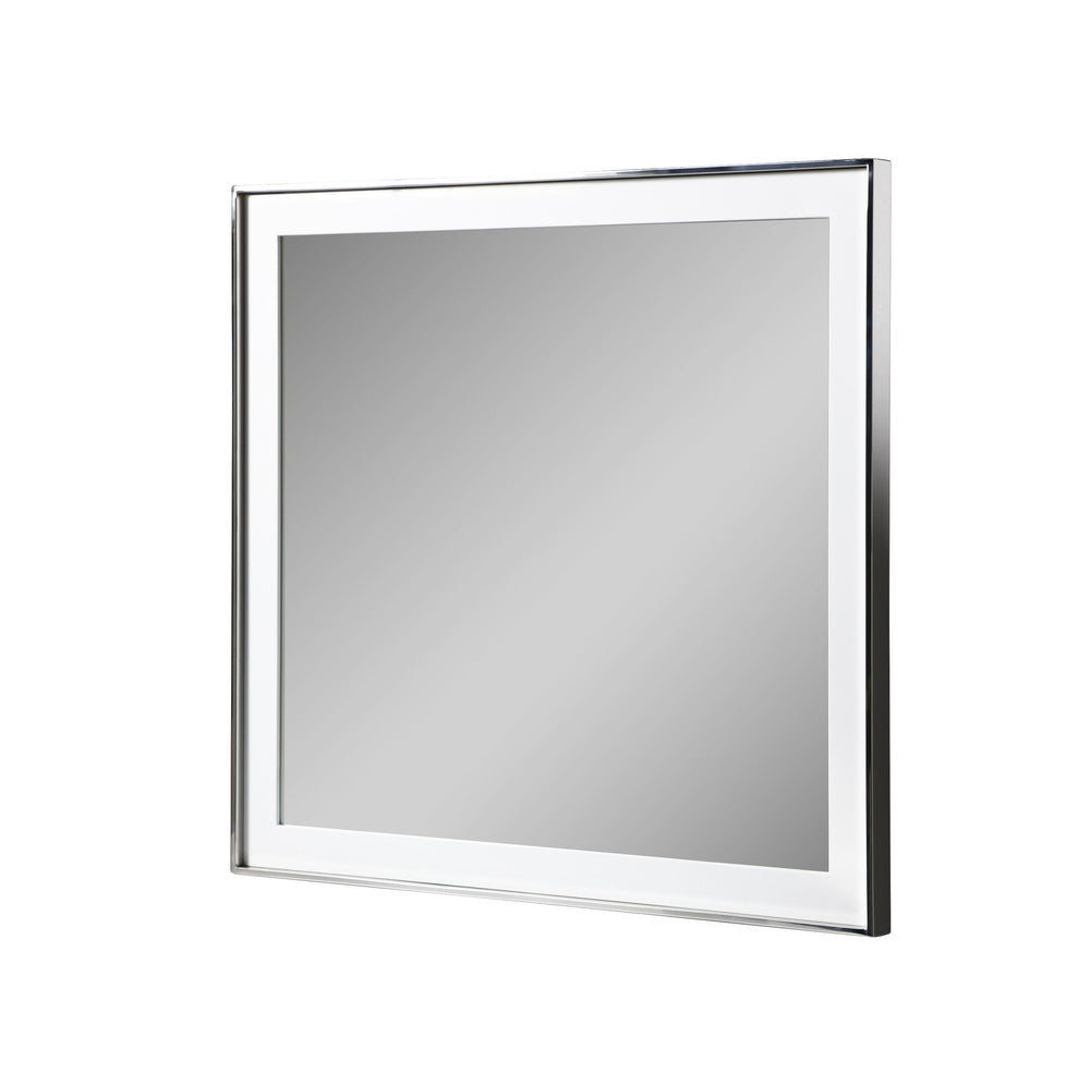 VIG Furniture Modrest Cartier - Modern White + Stainless Steel Mirror VGVC-J-A002-M-WHT