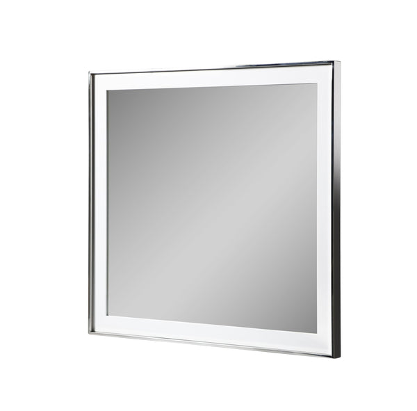 VIG Furniture Modrest Cartier - Modern White + Stainless Steel Mirror VGVC-J-A002-M-WHT