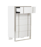 VIG Furniture Modrest Cartier - Modern White + Stainless Steel Chest VGVC-J-A002-5H-WHT