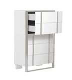 VIG Furniture Modrest Cartier - Modern White + Stainless Steel Chest VGVC-J-A002-5H-WHT