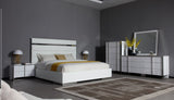 VIG Furniture Modrest Cartier - Modern White Vegan Leather + Stainless Steel Bedroom Set VGVC-BDA002-SET-WHT