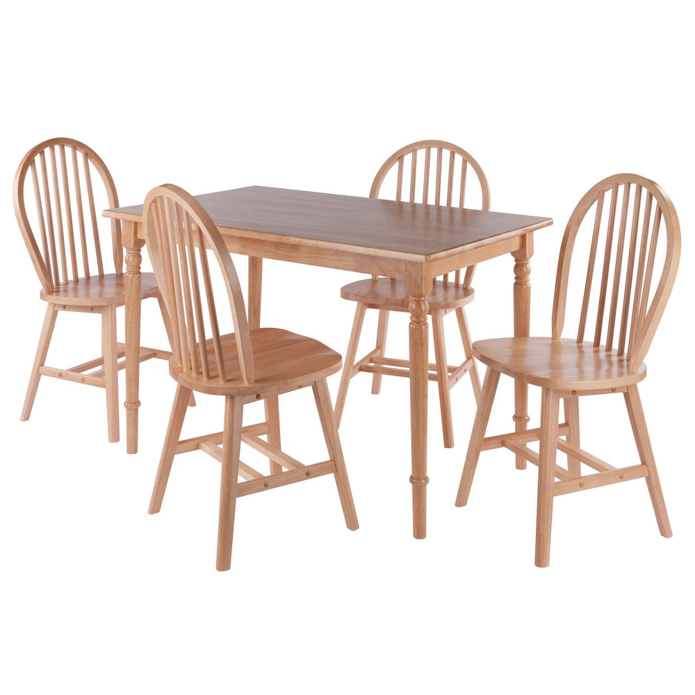 Winsome Wood Ravenna 5-piece Vintage Dining Set With Windsor Chairs, Solid Wood, Charming Farmhouse Design Natural Solid Wood 81537-winsome-wood