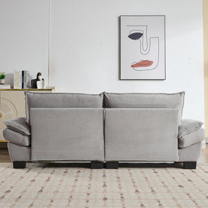English Elm Corduroy Modern Sofa Sleeper Loveseat with Double-Layer Cushions, Two Pillows, Sturdy Frame 84" LIGHT GREY W676P227345