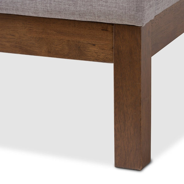Baxton Studio Baxton Studio Louvain Modern Upholstered Platform Bed with Walnut Trim and Button-Tufted Headboard Full BBT6696-Greyish Beige-Full