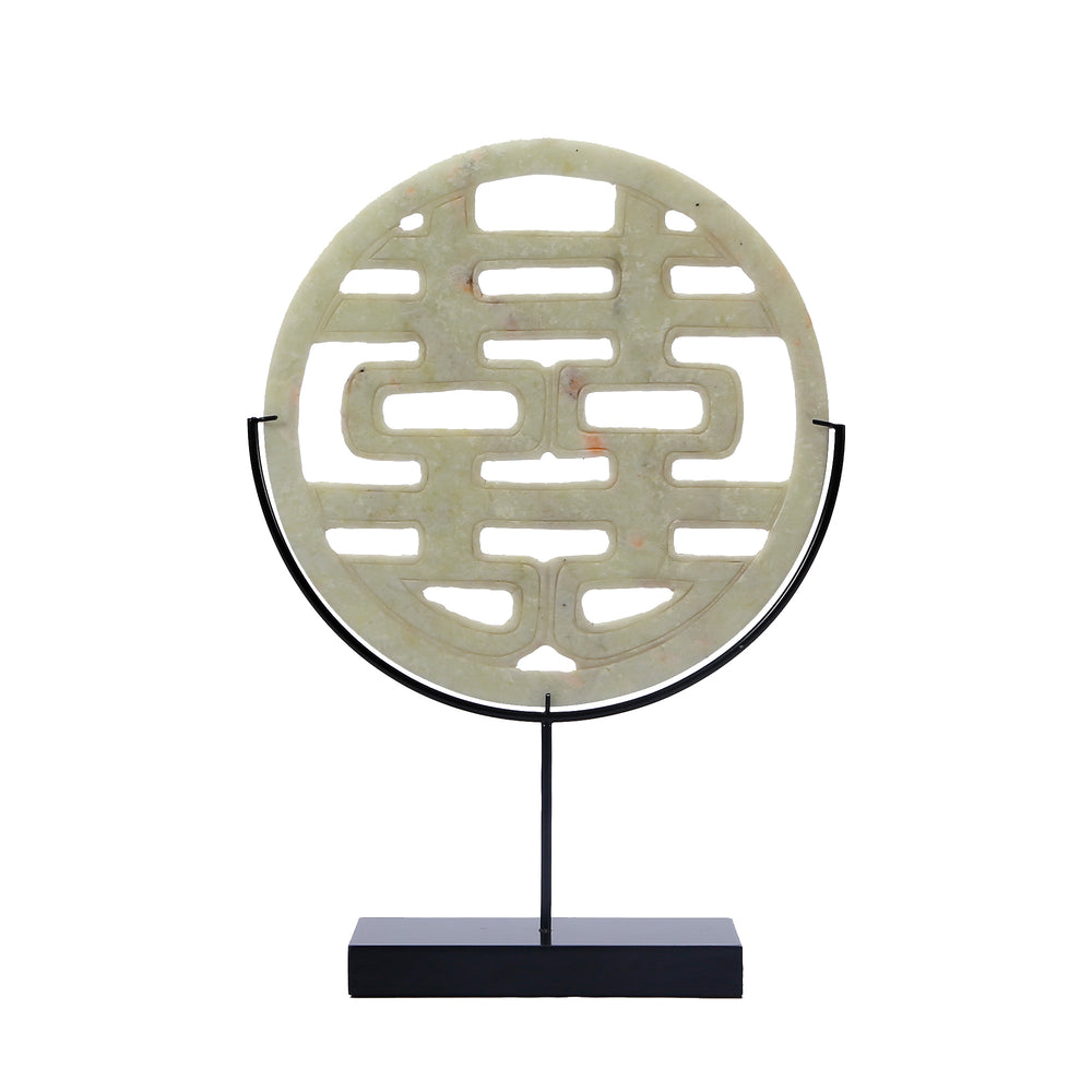 Lilys White Jade Double Happiness Statue With Base 8154