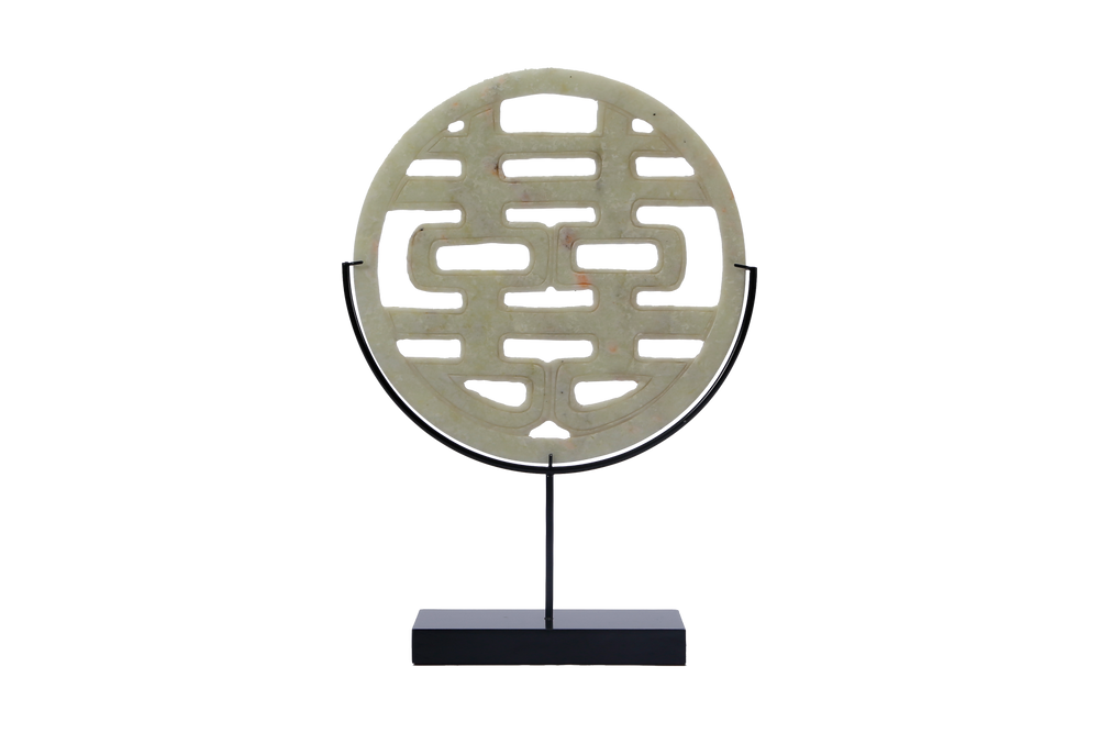 Lilys White Jade Double Happiness Statue With Base 8154