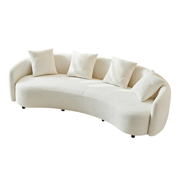 English Elm 101" Half Moon Curved Bouclé Sofa Plush Cloud Seating for Modern Living Rooms W1765P389188