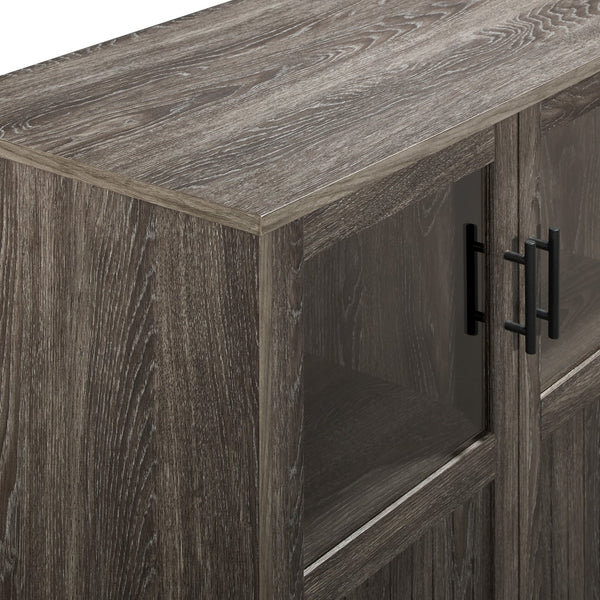 English Elm Walker Edison - Modern Grooved-Door Accent Cabinet Cerused Ash Dark Gray — Tempered Glass, Soft-Close Doors, Adjustable Feet, Warp-Resistant MDF B185P169076
