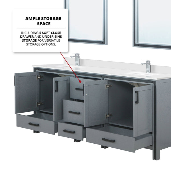 English Elm Dark Grey 80" Double Bath Vanity with Cultured Marble Top, Chrome Faucet, 30" Mirrors, Scratch-Resist Surface B2731S01145