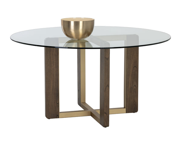 Sunpan Rejane Dining Table Base - Elegant Mindi Wood and Iron Design for Stunning Glass Table Combinations Gold / Raw Umber
