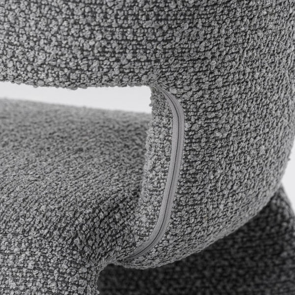 VIG Furniture Bergman Sculptural Upholstered Chair With Asymmetrical Back, Iron Frame & Plush Foam For Comfort Light Grey Dining Chair VGEUMC-7513CH-CODA-178