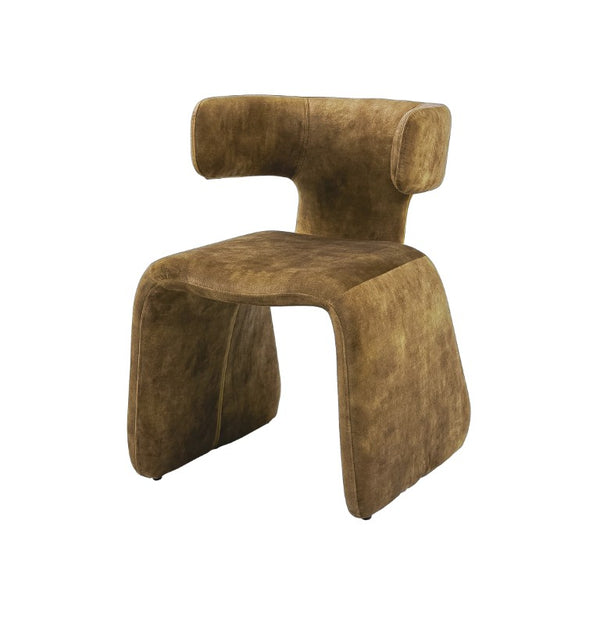 VIG Furniture Bergman Modern Velvet Upholstered Accent Chair With Asymmetric Back, Iron Frame & Plush Foam Comfort Brown Dining Chair VGEUMC-7513CH-DECENT-004