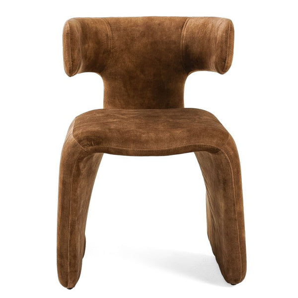 VIG Furniture Bergman Modern Velvet Upholstered Accent Chair With Asymmetric Back, Iron Frame & Plush Foam Comfort Brown Dining Chair VGEUMC-7513CH-DECENT-004