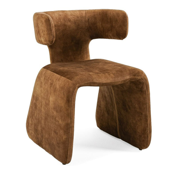 VIG Furniture Bergman Modern Velvet Upholstered Accent Chair With Asymmetric Back, Iron Frame & Plush Foam Comfort Brown Dining Chair VGEUMC-7513CH-DECENT-004