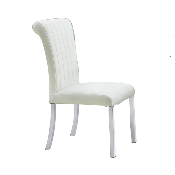 English Elm 2p Channel Tufted Side Chair with Sleek Contemporary Profile, Minimalist Upholstered Seat for Dining Silver,White 26 L x 19 W x 17 H B2741P404871