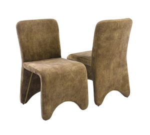 VIG Furniture Ditka Plush Velvet Upholstered Chairs Set Of 2 With Iron Frame, High-Density Foam & Floor Glides Camel Dining Chair VGEUMC-7510CH-DECENT-004
