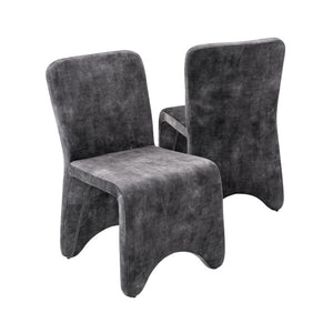 VIG Furniture Ditka Plush Velvet Upholstered Chairs Set Of 2 With Iron Frame, High-Density Foam & Floor Glides Grey Dining Chair VGEUMC-7510CH-DECENT-032