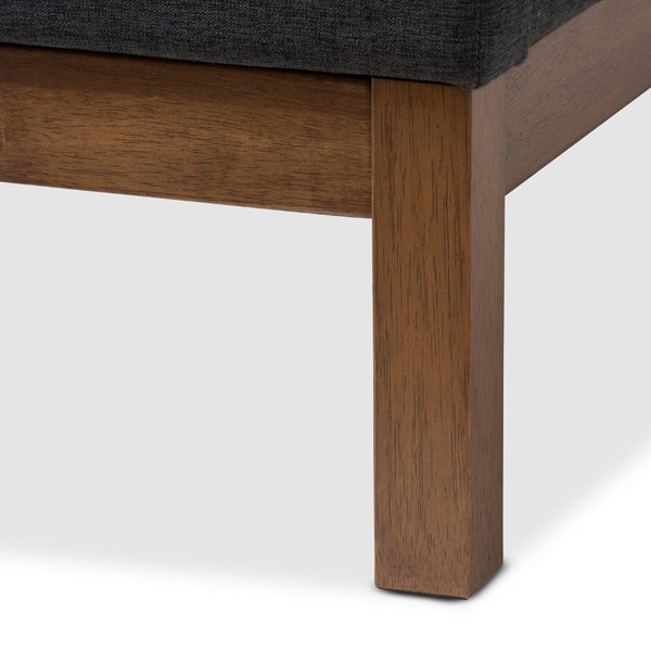 Baxton Studio Baxton Studio Louvain Full-Size Platform Bed in Dark Grey Fabric with Walnut Finish & Winged Headboard BBT6696-Dark Grey-Full