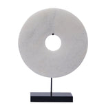 Marble Disk Statue With Base 12 Inch White