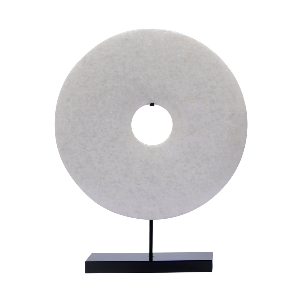 Lilys Marble Disk Statue With Base 16 Inch White 8155L-W