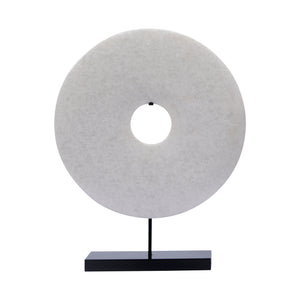 Lilys Marble Disk Statue With Base 16 Inch White 8155L-W