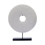 Marble Disk Statue With Base 16 Inch White