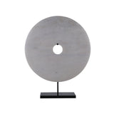 Marble Disk Statue With Base 24 Inch White