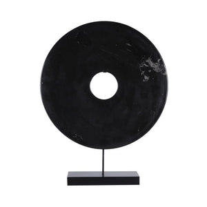 Lilys Marble Disk Statue With Base 16 Inch Black 8155L-B