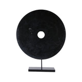 Marble Disk Statue With Base 24 Inch Black