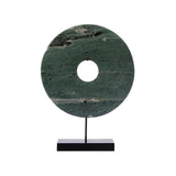 Lilys Marble Disk Statue With Base 12" Natural Green 8155M-GR