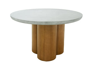 VIG Furniture Modrest Bateman - Modern Faux Concrete + Walnut Round Dining Table VGMC-GF-1C009