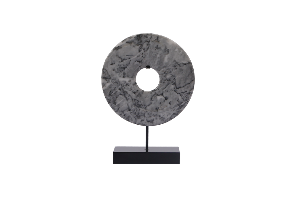 Lilys Marble Disk Statue With Base 12 Inch Gray.. 8155M-MB