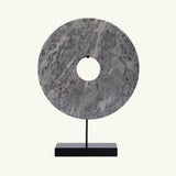 Marble Disk Statue With Base 12 Inch Gray..