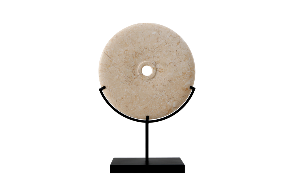 Lilys Marble Disk Statue With Base 8 Inch Tan 8155S-TAN