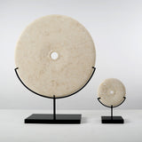 Lilys Marble Disk Statue With Base 8 Inch Tan 8155S-TAN