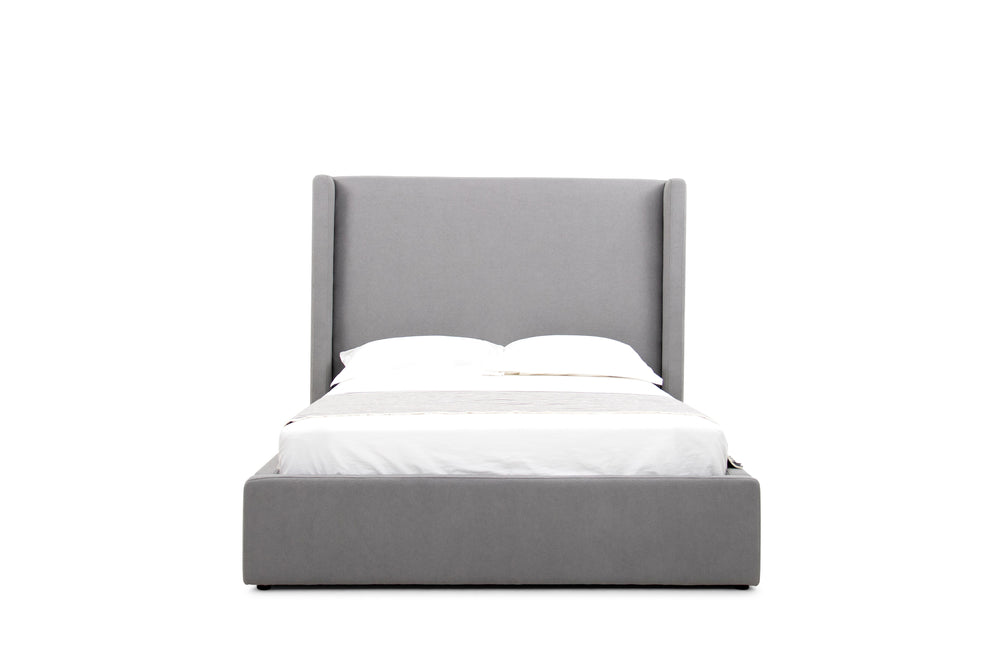 Queen Modrest Byrne - Stylish Grey Teddy Fabric Bed with Center Support & No Box Spring Needed!