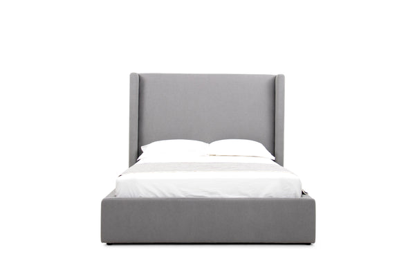 Queen Modrest Byrne - Stylish Grey Teddy Fabric Bed with Center Support & No Box Spring Needed!