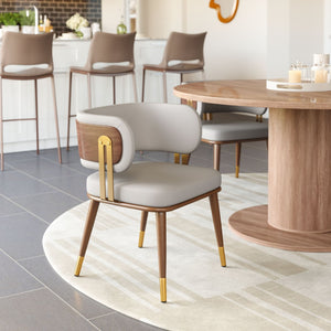 Brew Contemporary Fabric Chair with Steel Frame and Faux Wood Laminate for Elegant Dining Spaces